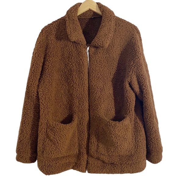 Brown Teddy Bear Fleece Zip Up Jackets, Size XL - Picture 2 of 12
